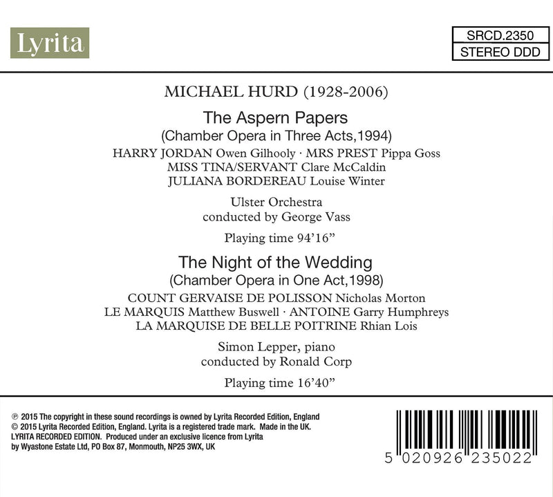 Hurd: The Aspern Papers & The Night of the Wedding