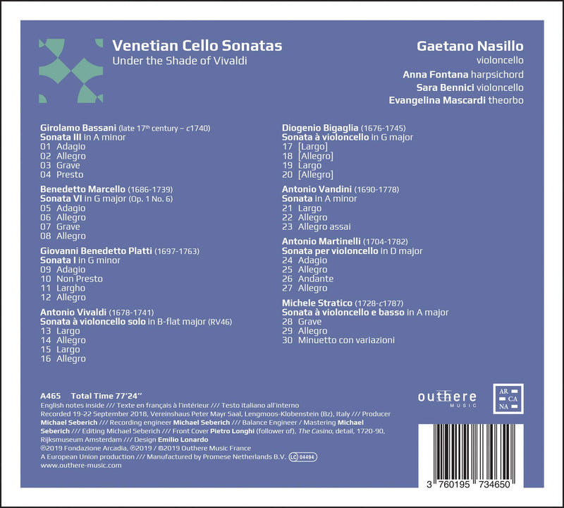 Venetian Cello Sonatas. Under the Shade of Vivaldi