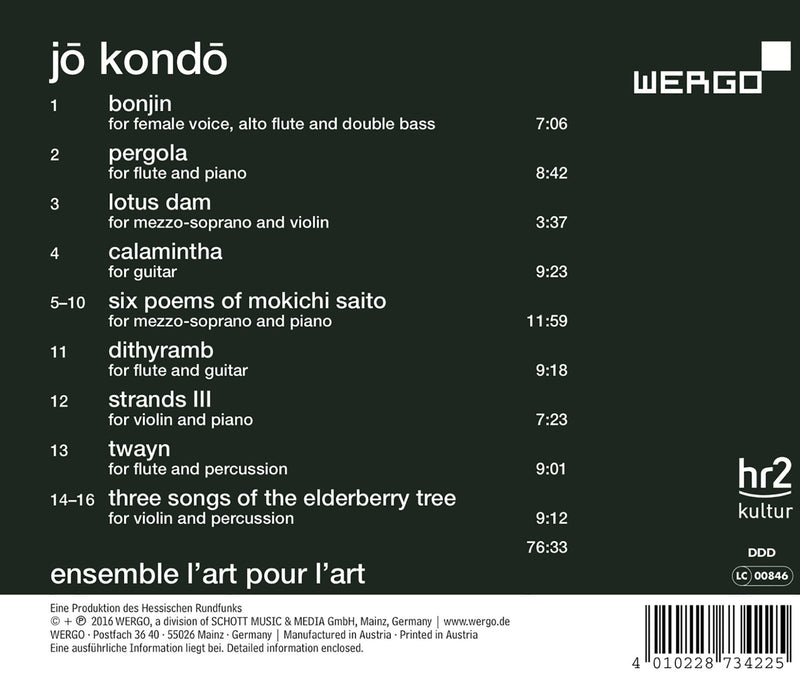 Kondo: Bonjin & Chamber Music / Ensemble l'Art pour l'Art