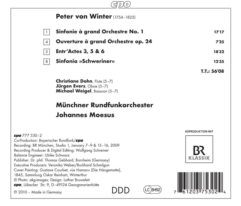 Peter Von Winter: Symphonies, Entr'actes / Moesus, Munich Radio Orchestra