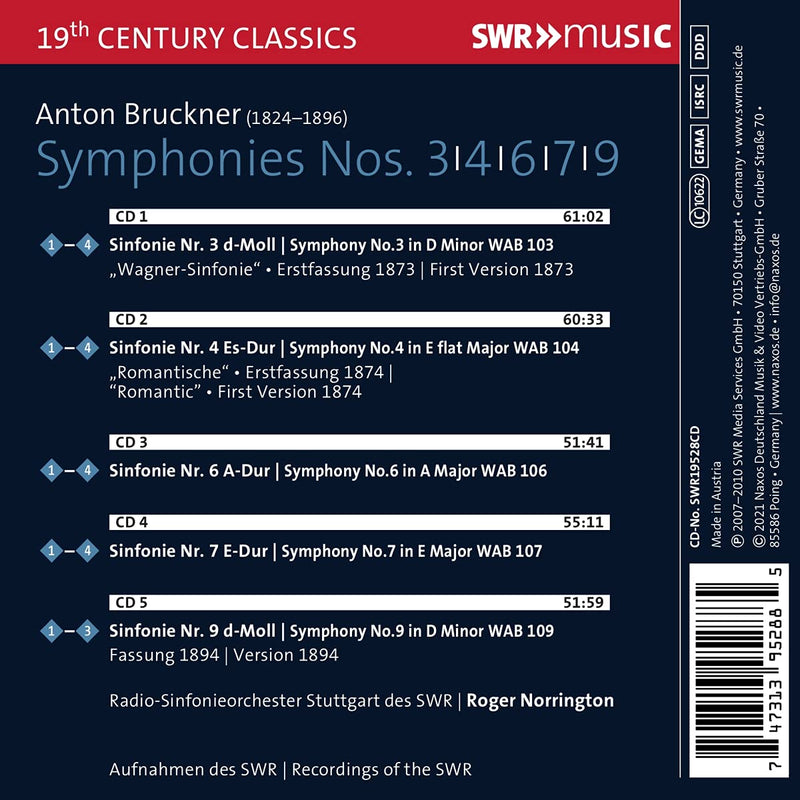 Bruckner: Symphonies Nos. 3, 4, 6, 7 & 9 / Norrington, WDR Sinfonieorchester Köln