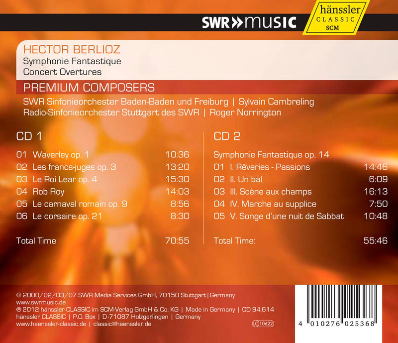 Berlioz: Symphonie Fantastique, Concert Overtures / Norrington, Cambreling