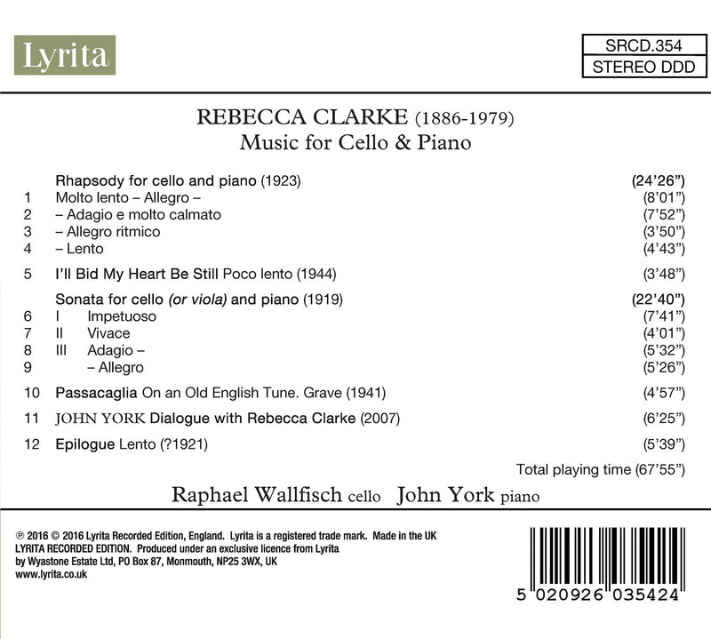 Clarke: Music for Cello & Piano / Wallfisch, York