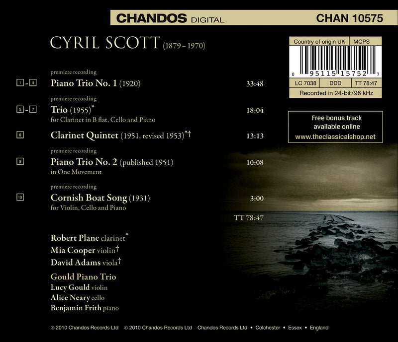 Scott: Piano Trios Nos 1 And 2, Cornish Boat Song, Clarinet Quintet / Gould Piano Trio