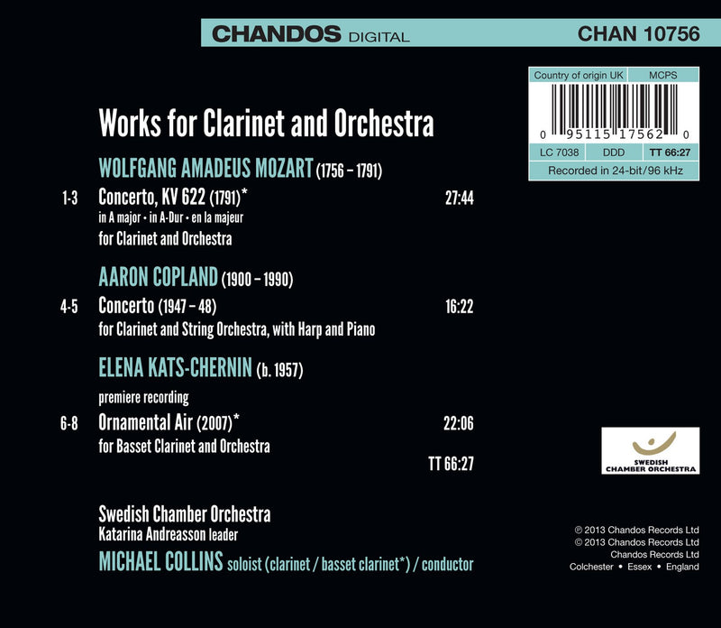 Mozart, Copland, Kats-Chernin: Works for Clarinet & Orchestra / Collins