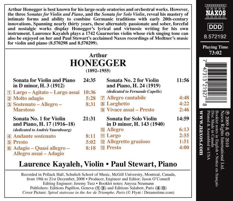 Honegger: Complete Violin Sonatas / Kayaleh