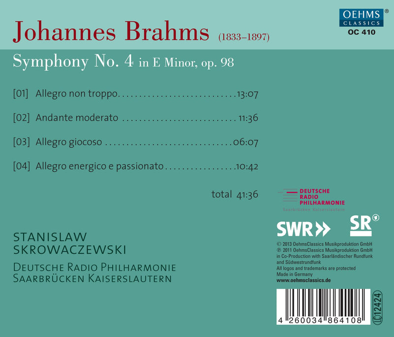 Brahms: Symphony No. 4 / Skrowaczewski, Deutsche Radio Philharmonie