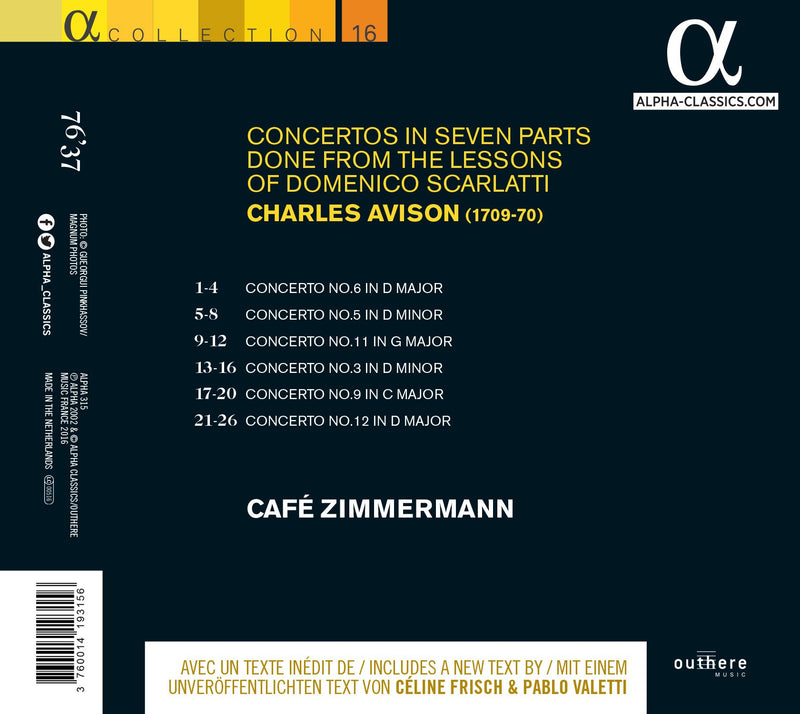 Avison: Concertos in 7 Parts / Cafe Zimmermann