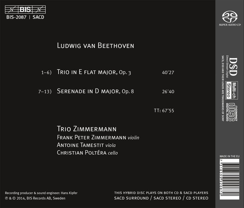 Beethoven: String Trio; Serenade / Trio Zimmermann
