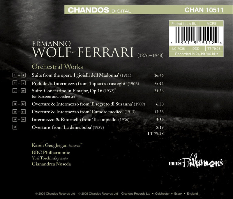 Wolf-Ferrari: Orchestral Works / Noseda, Geoghegan, BBC PO