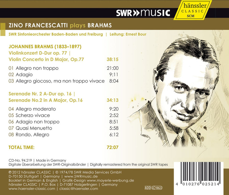 Zino Francescatti Plays Brahms