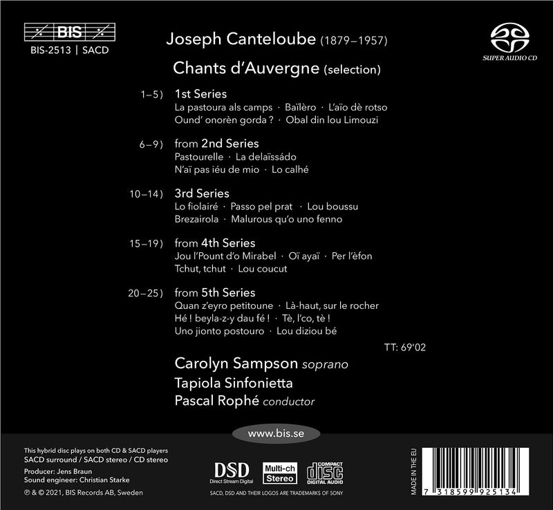 Canteloube: Chants d'Auvergne / Sampson, Rophé, Tapiola Sinfonietta