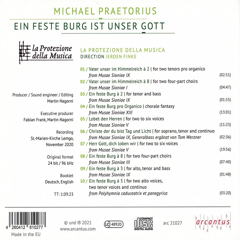 Praetorius: Ein feste Burg ist unser Gott / Finke, La Protezione della Musica