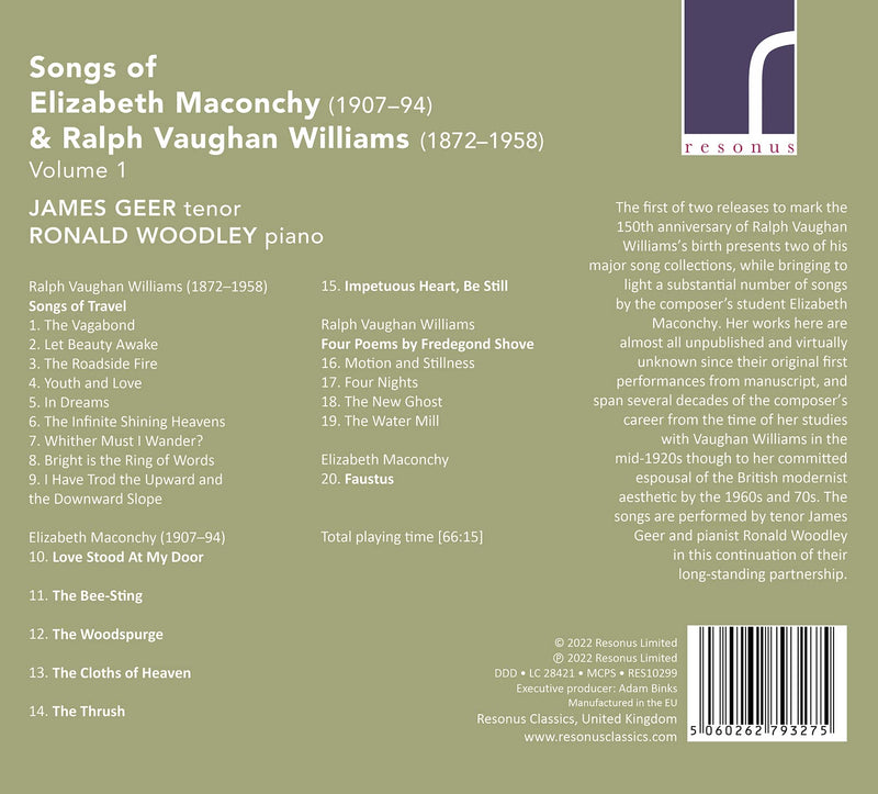 Maconchy & Vaughan Williams: Songs, Vol. 1