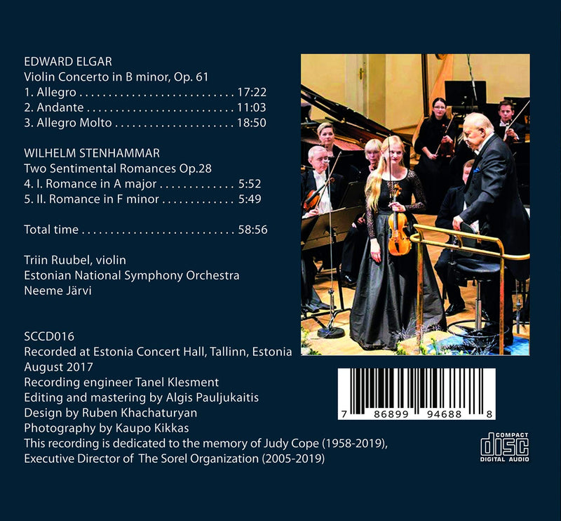 Elgar: Violin Concerto - Stenhammar: Two Sentimental Romances / Ruubel, Jarvi, Estonian National Symphony