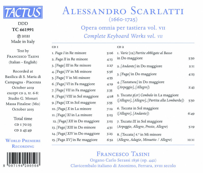 Scarlatti: Complete Keyboard Works, Vol. 7 / Tasini