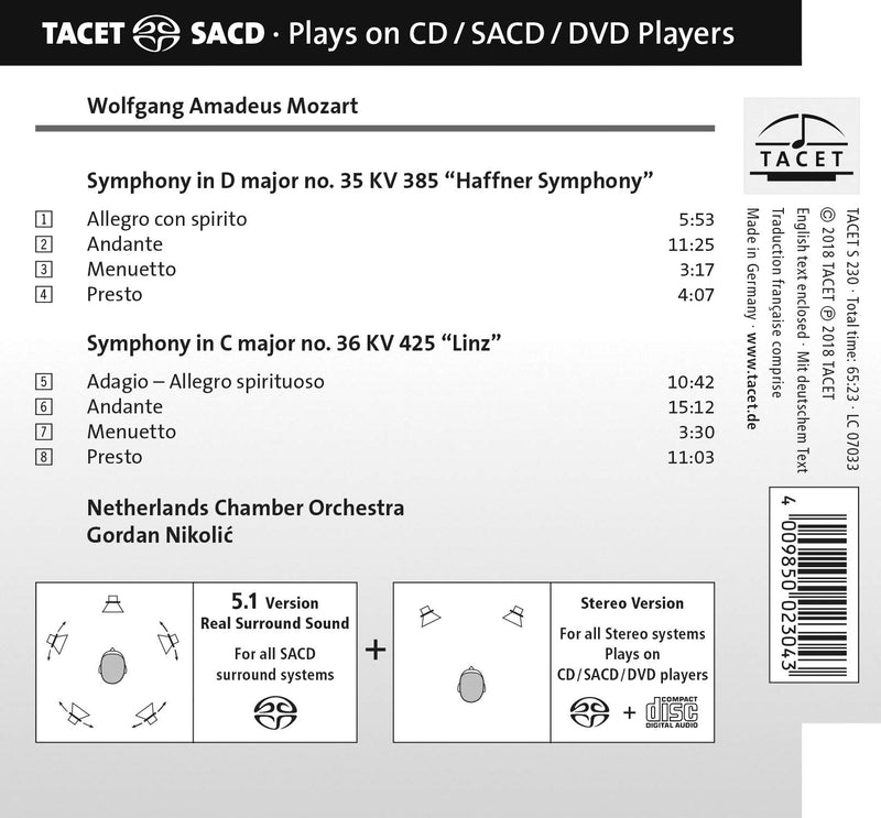 Mozart: Symphonies KV 425 & 385 / Nikolic, Netherlands Chamber Orchestra