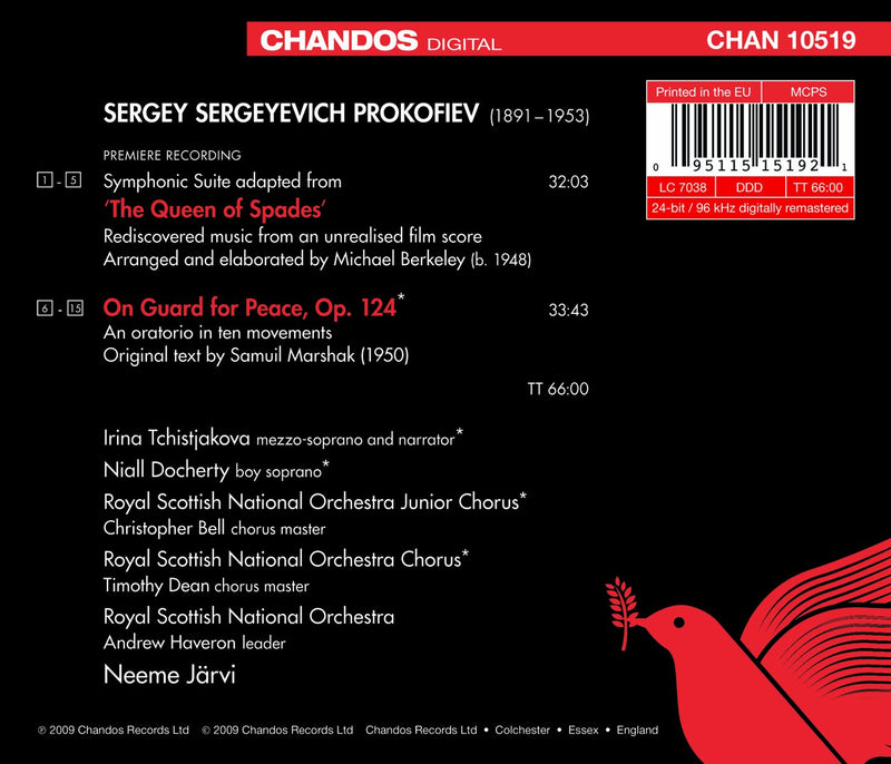 Prokofiev: On Guard For Peace, Queen Of Spades Suite / Jarvi, Tchistjakova, Docherty, Royal Scottish NO
