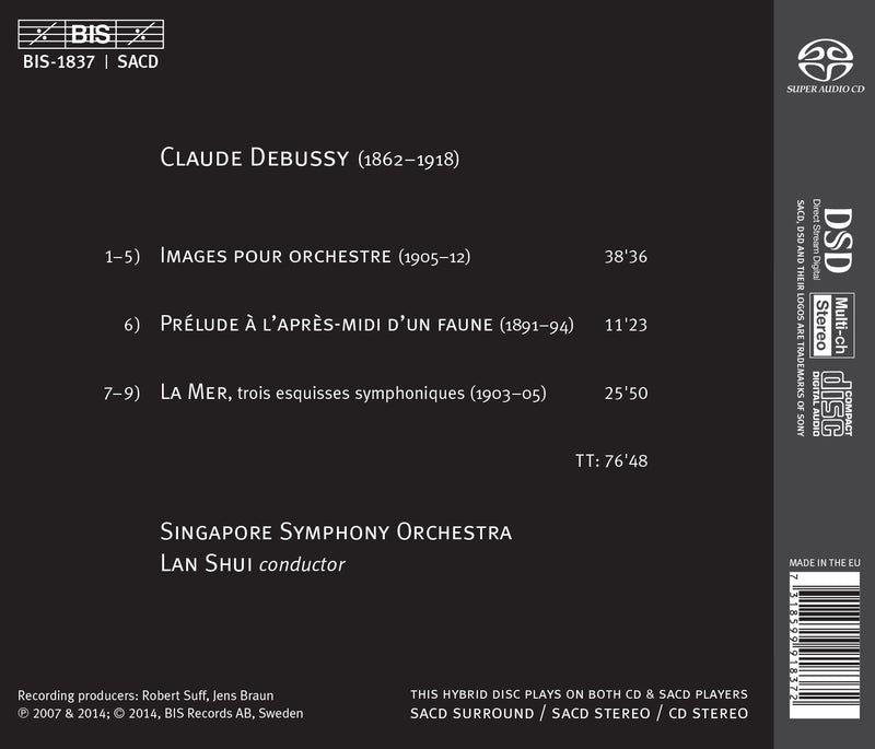 Debussy: La mer, Images & Prelude a l'apres midi d'un faune / Shui, Singapore Symphony