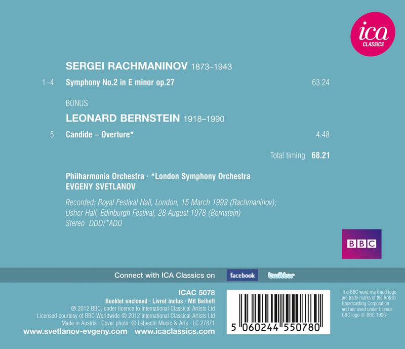 Bernstein: Candide Overture; Rachmaninov: Symphony No 2 / Svetlanov