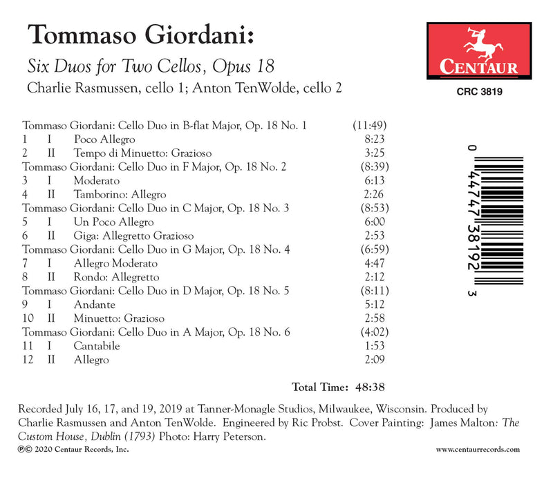 Giordani: Six Duos For Two Cellos, Opus 18