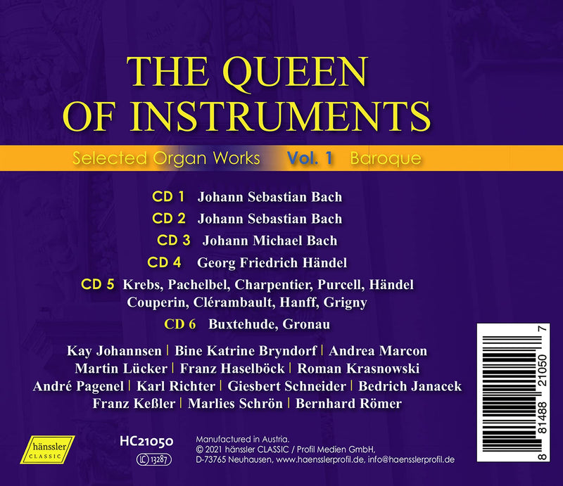 The Queen of Instruments, Vol. 1 - Selected Baroque Organ Works