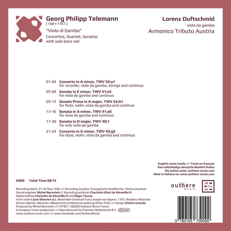 Telemann: Viola Di Gamba / Lorenz Duftschmid, Armonico Tributo Austria