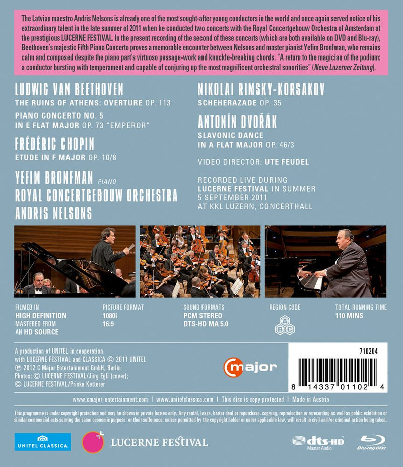 Beethoven: Piano Concerto No 5; Rimsky-korsakov: Scheherazade / Nelsons, Bronfman  [blu-ray]