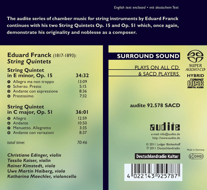 Franck: String Quintets, Opp. 15 & 51