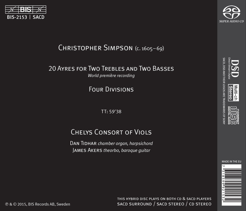 Simpson: Ayres & Graces / Chelys Consort of Viols