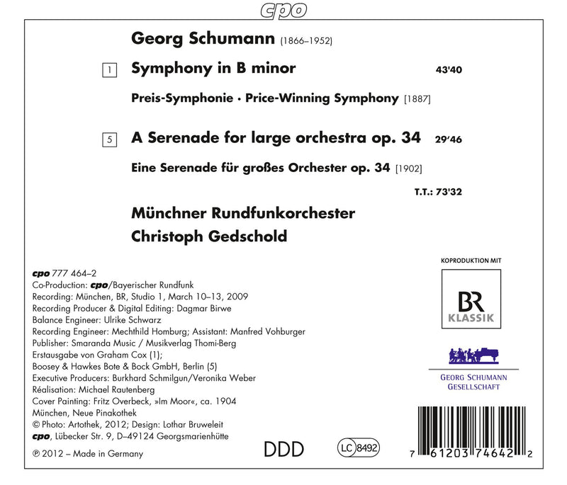Georg Schumann: Symphony In B Minor; Serenade, Op. 34 / Gedschold, Munich Radio Symphony