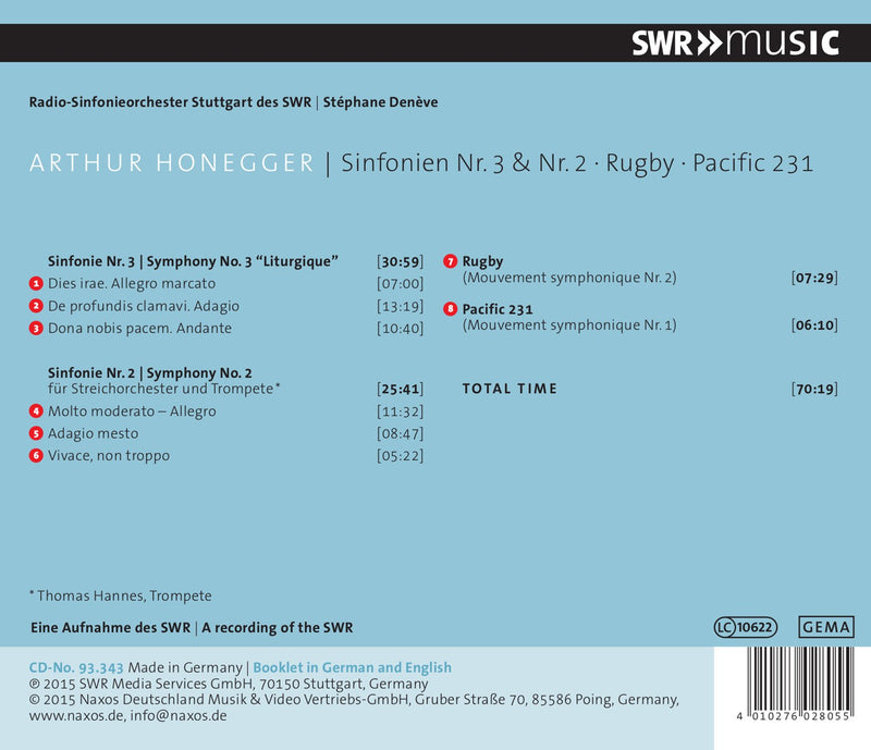 Honegger: Symphonies & Symphonic Movements