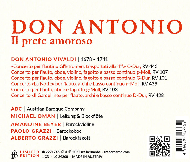 Vivaldi: Don Antonio - I prete amoroso / Austrian Baroque Company