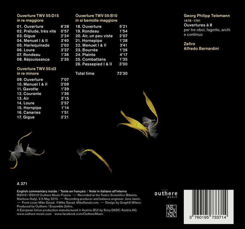 Telemann: Ouvertures A 8 / Bernardini, Zefiro