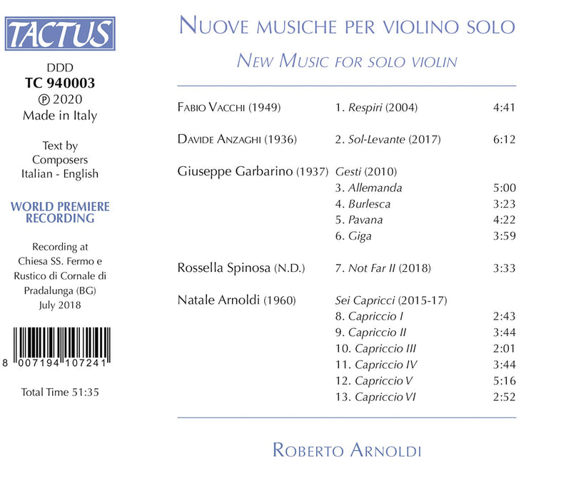New Music for Violin Solo / Arnoldi