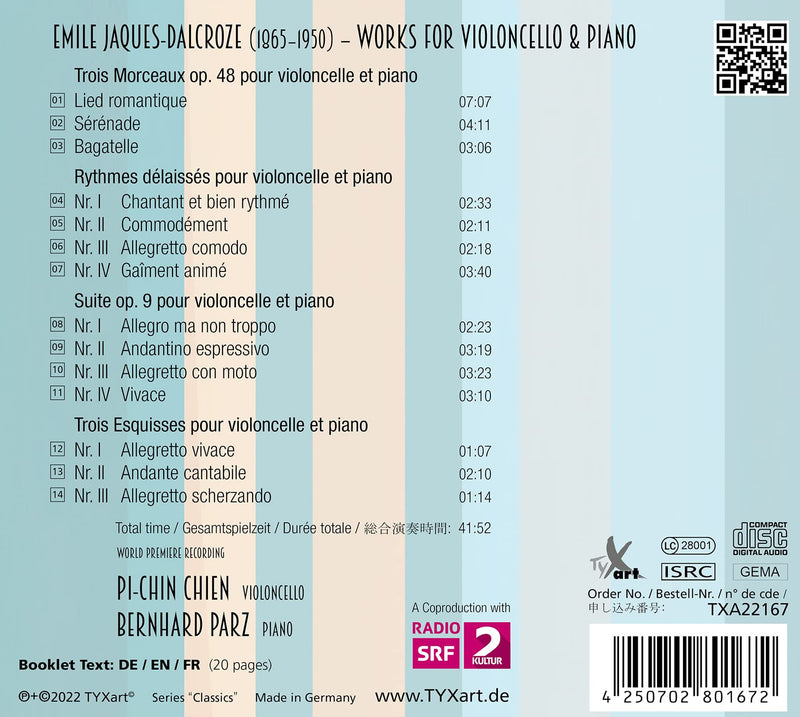Jaques-Dalcroze: Works for Violoncello & Piano