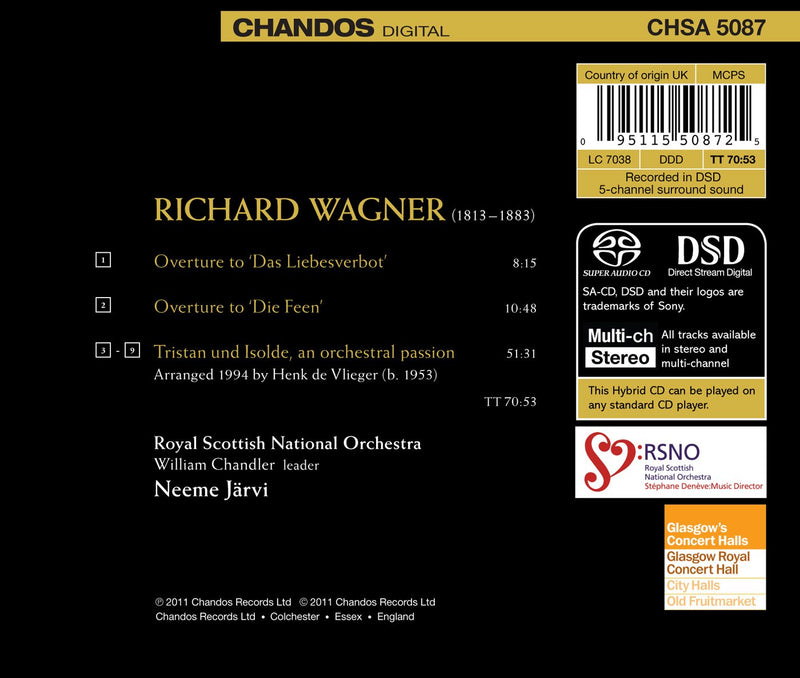 Wagner: Tristan Und Isolde, An Orchestral Passion - Arranged By Henk De Vlieger / Jarvi, RSNO