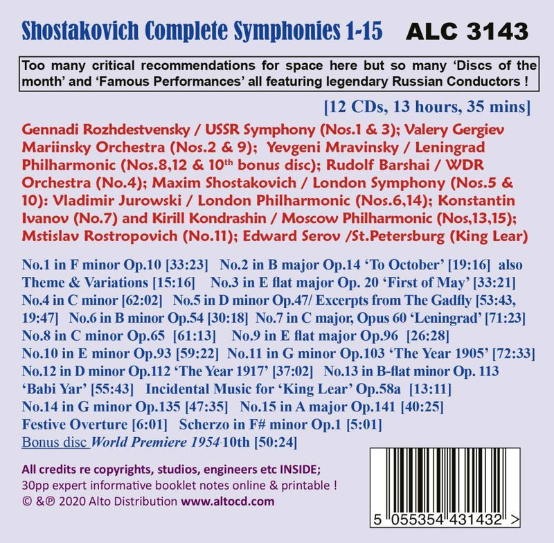 SHOSTAKOVICH COMPLETE SYMPHONIES LEGENDARY RUSSIAN