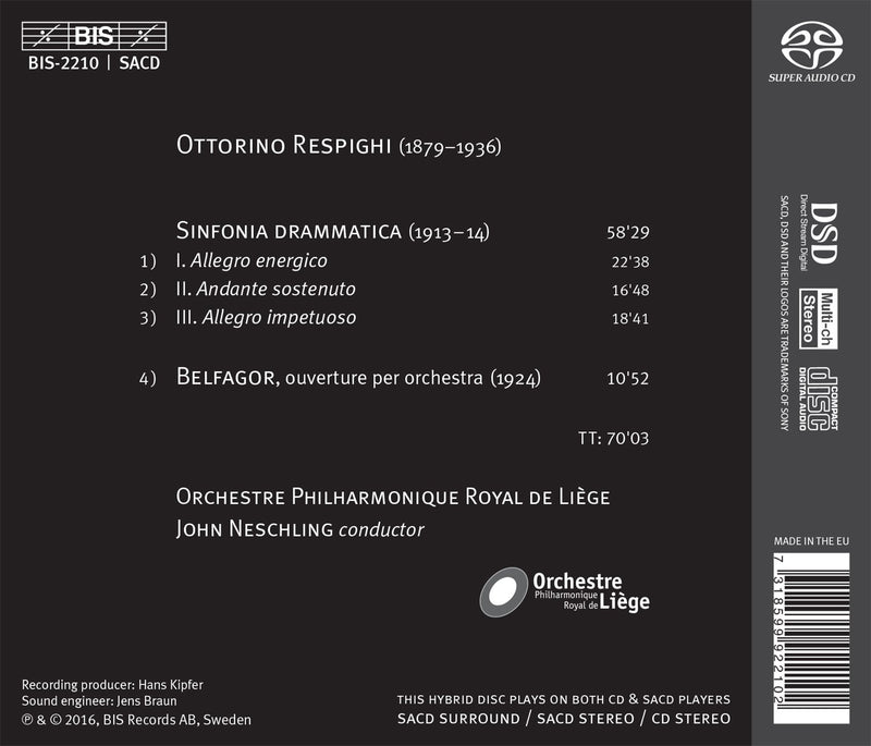 Respighi: Sinfonia Drammatica & Belfagor Overture / Neschling, Liege Philharmonic