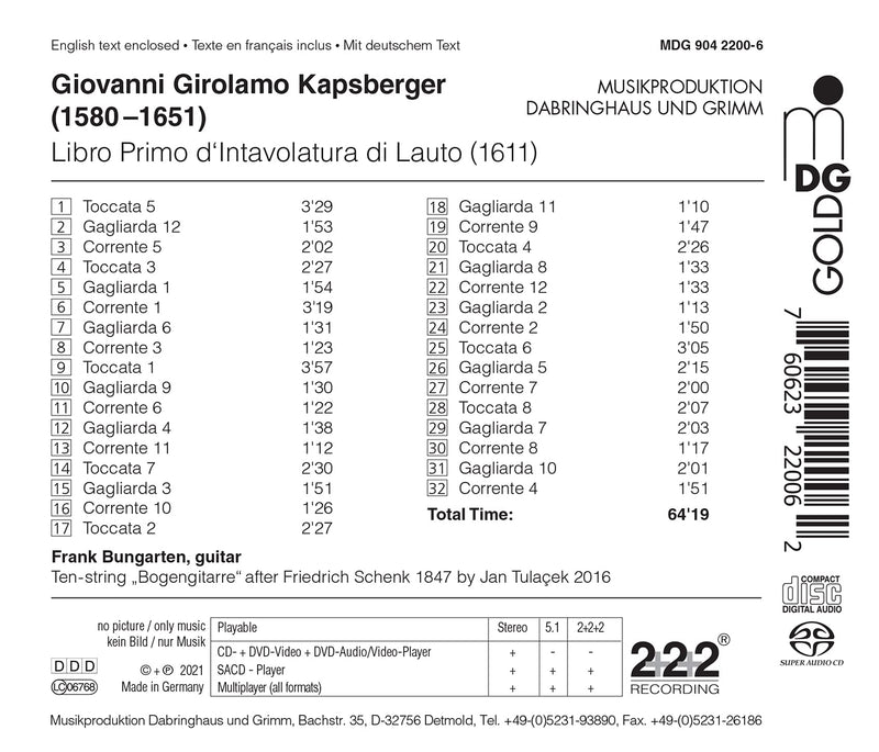 Kapsberger: Libro Primo / Bungarten
