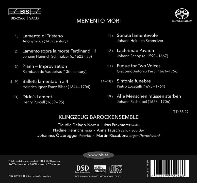 Biber, Purcell, Pachelbel: Memento mori / Klingzeug Barockensemble