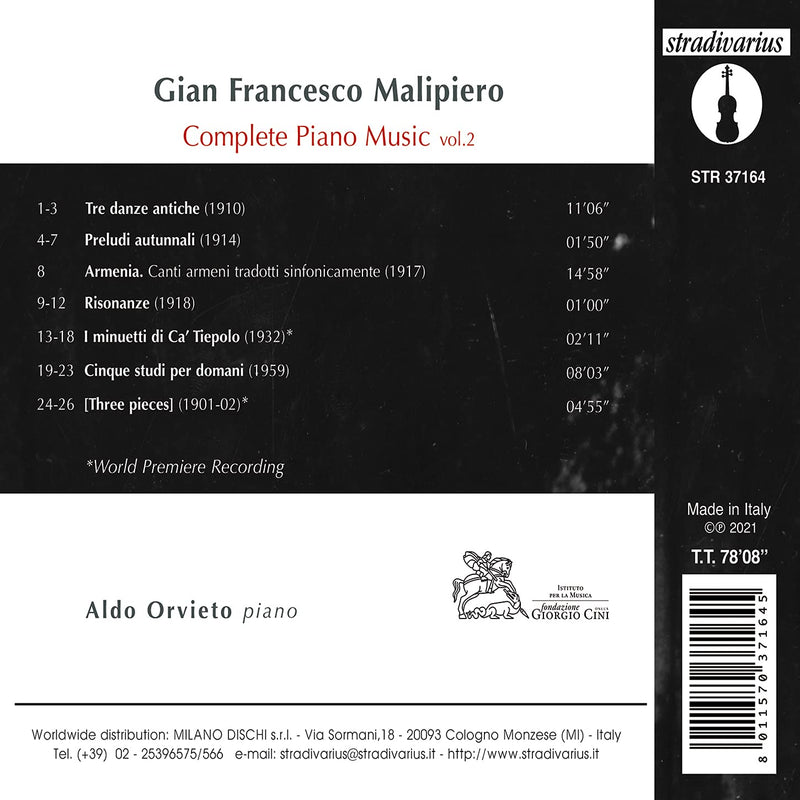 Malipiero: Complete Piano Music, Vol. 2