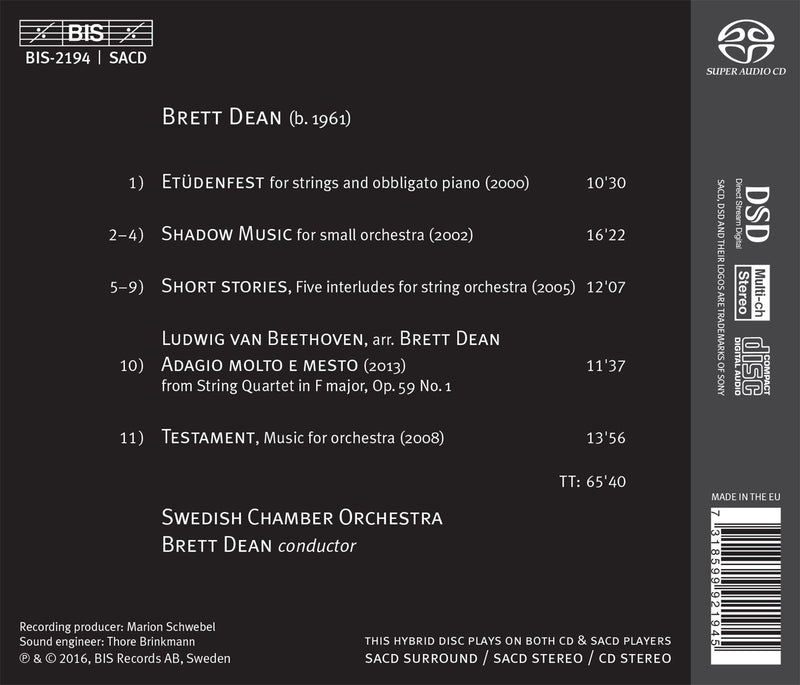 Dean: Shadow Music / Swedish Chamber Orchestra