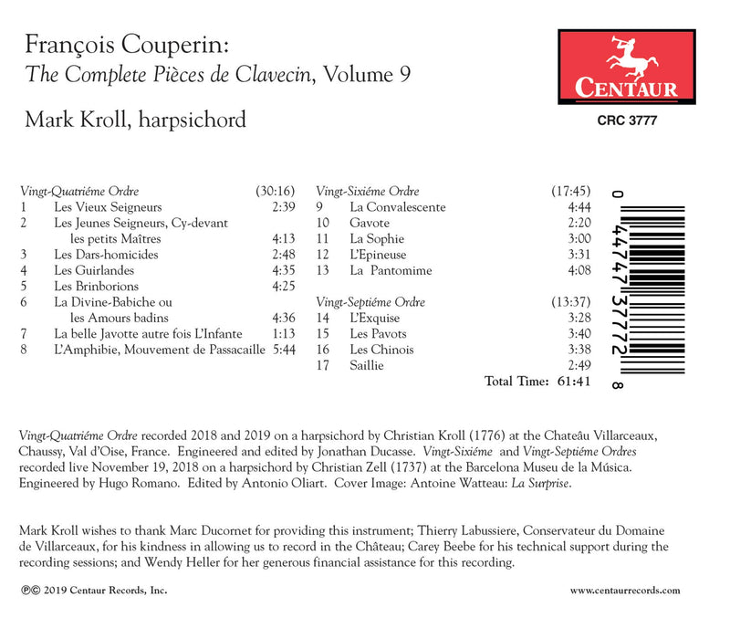 Couperin: The Complete Pieces De Clavecin, Vol. 9 / Mark Kroll