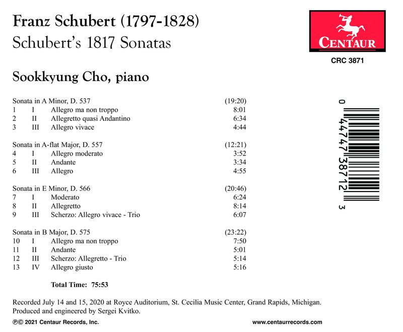 Schubert's 1817 Sonatas / Sookkyung Cho