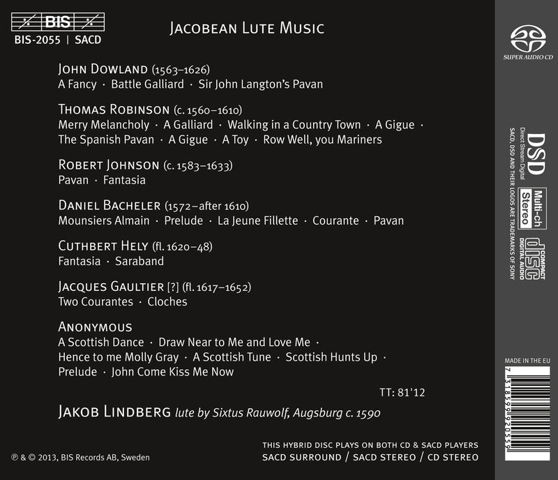 Jacobean Lute Music  / Jakob Lindberg