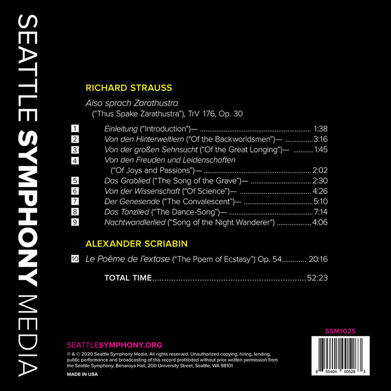 Strauss: Also Sprach Zarathustra - Scriabin: The Poem of Ecstasy / Dausgaard, Seattle Symphony