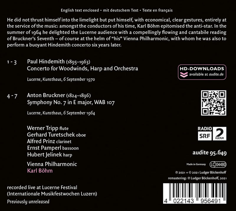 Lucerne Festival, Vol. 16: Karl Böhm conducts Hindemith & Bruckner (Live) / Vienna Philharmonic