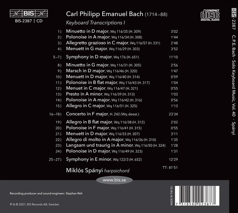 C.P.E. Bach: The Solo Keyboard Music, Vol. 40 / Miklós