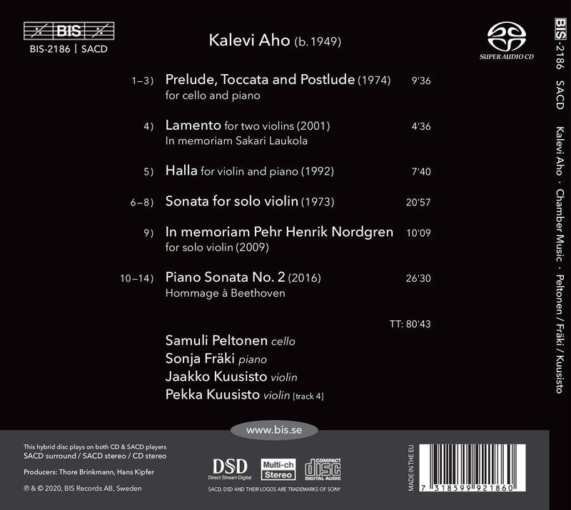 Aho: Chamber Music / Peltonen, Fraki, Kuusisto